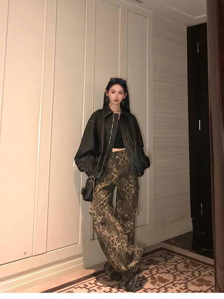 Lautaro Women’s Retro Faux Leather Oversized Jacket